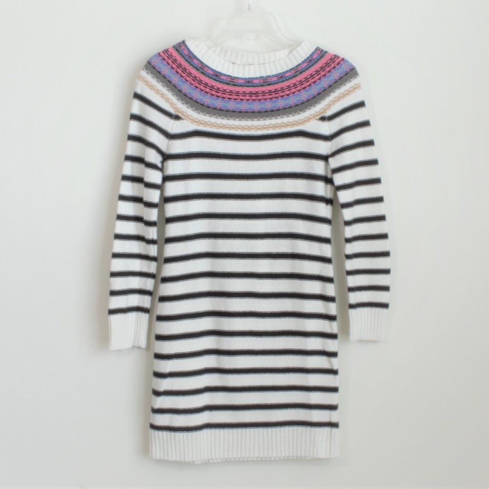 Pink Rose Striped Sweater Dress 3/4 Sleeve, Sz Med